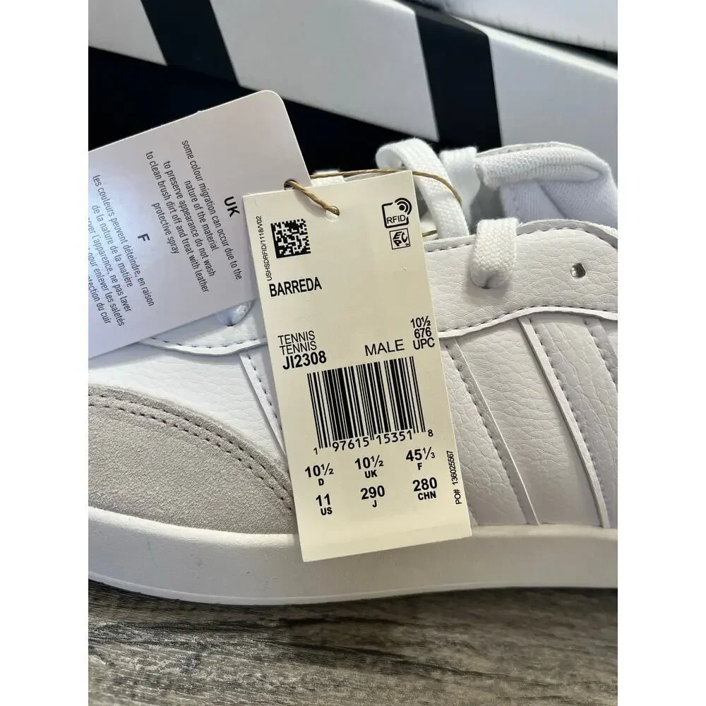 Adidas Men's Barreda Classic Striped Tennis Shoes White Size 11 NIB/NWT JI2308